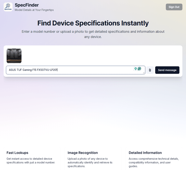 SpecFinder - Custom AI Solutions