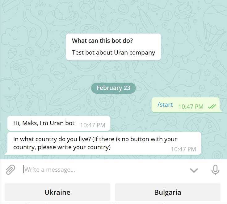 Creation of a Small Chatbot for Telegram