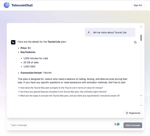 TelecomChat - Chatbot Design and Development
