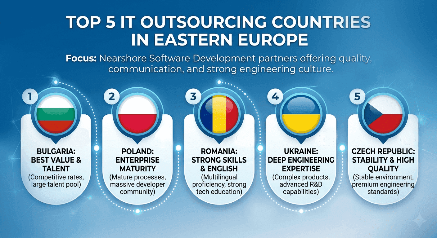 Top 5 IT Outsourcing Countries in Eastern Europe